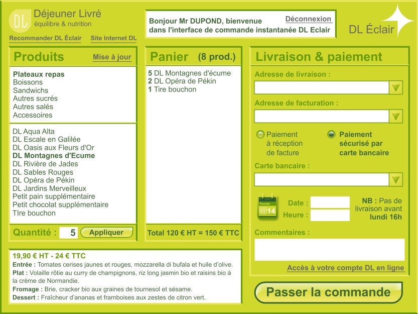 Design d'une interface de prise de commandes