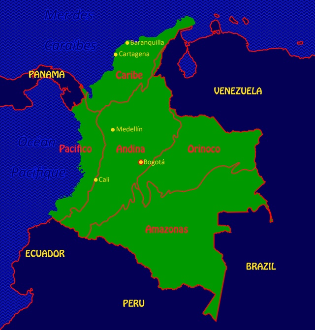 Carte des régions de la Colombie