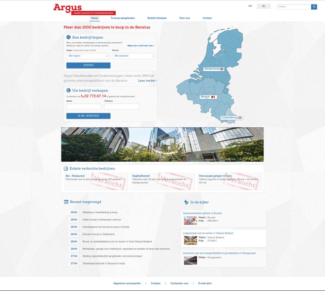 Page d&rsquo;accueil Argus Benelux