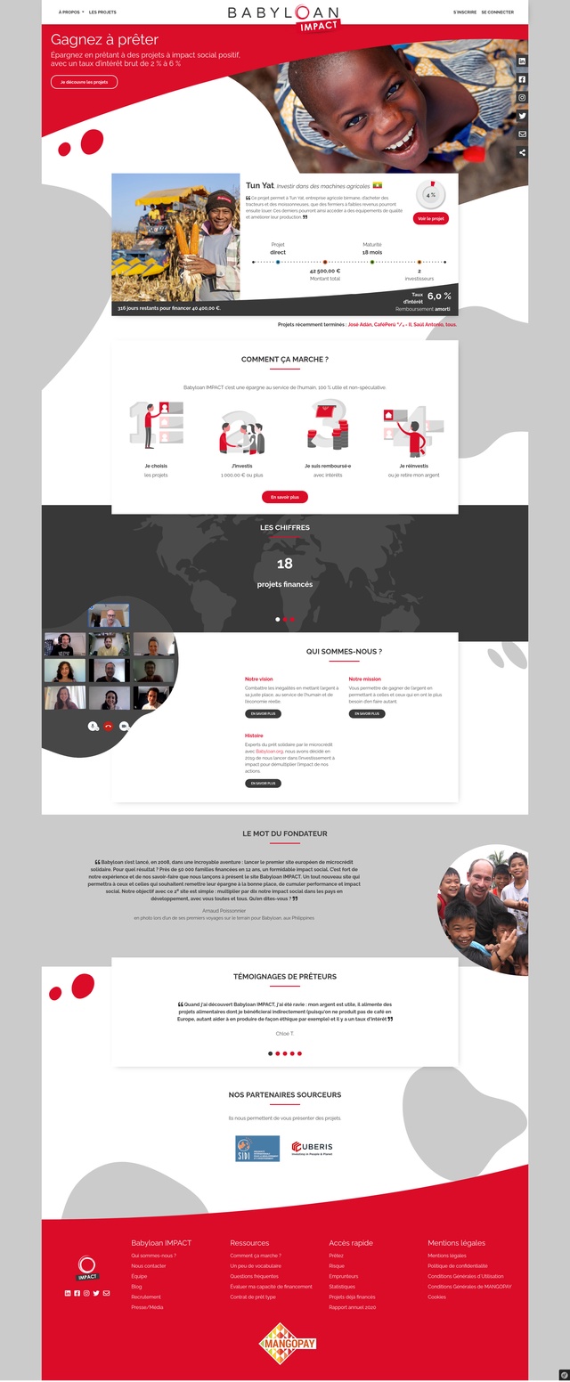 Page d&rsquo;accueil Babyloan IMPACT